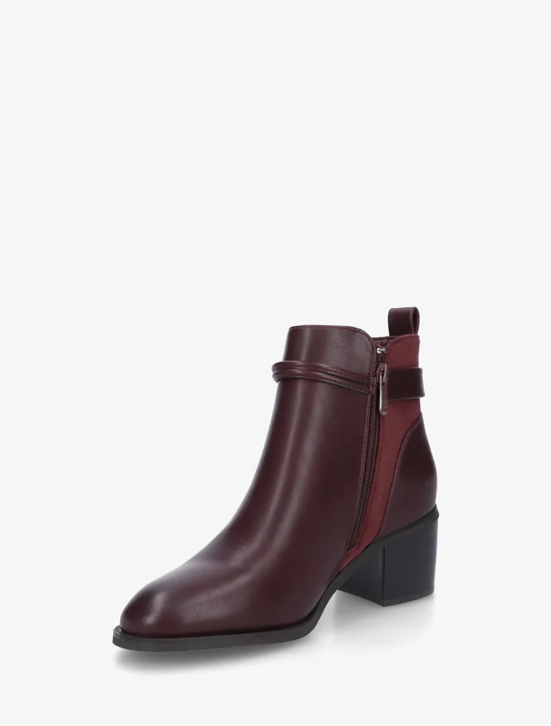 Bottines en simili et suédine - Bordeaux