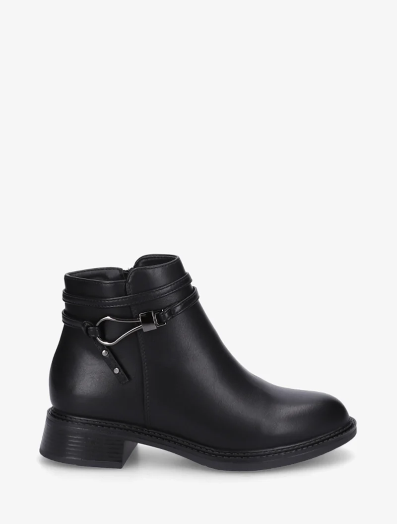 Bottines plates à boucle fantaisie - Noir