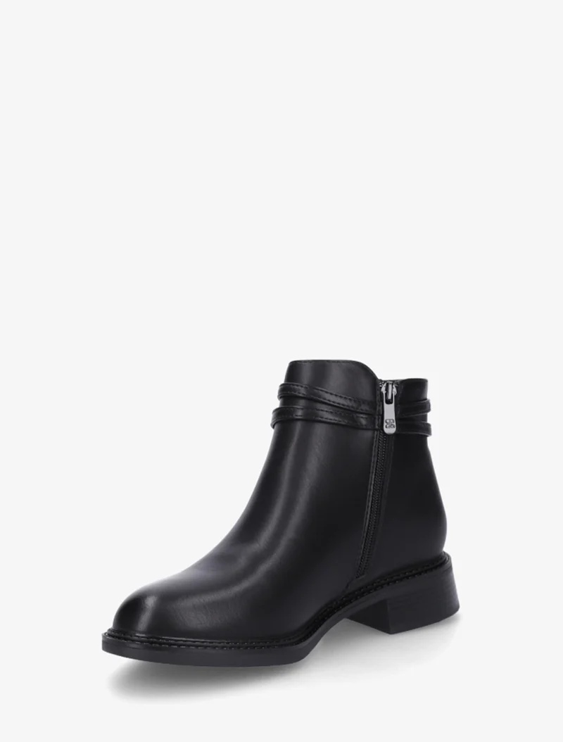 Bottines plates à boucle fantaisie - Noir
