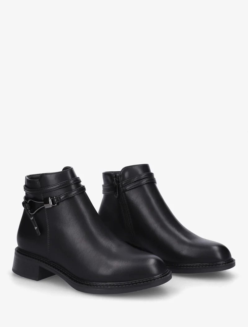 Bottines plates à boucle fantaisie - Noir
