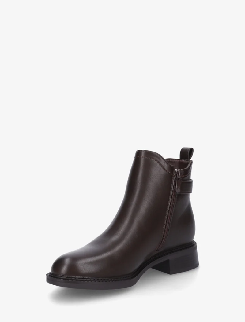 Bottines en simili à cheville élastiquée - Chocolat