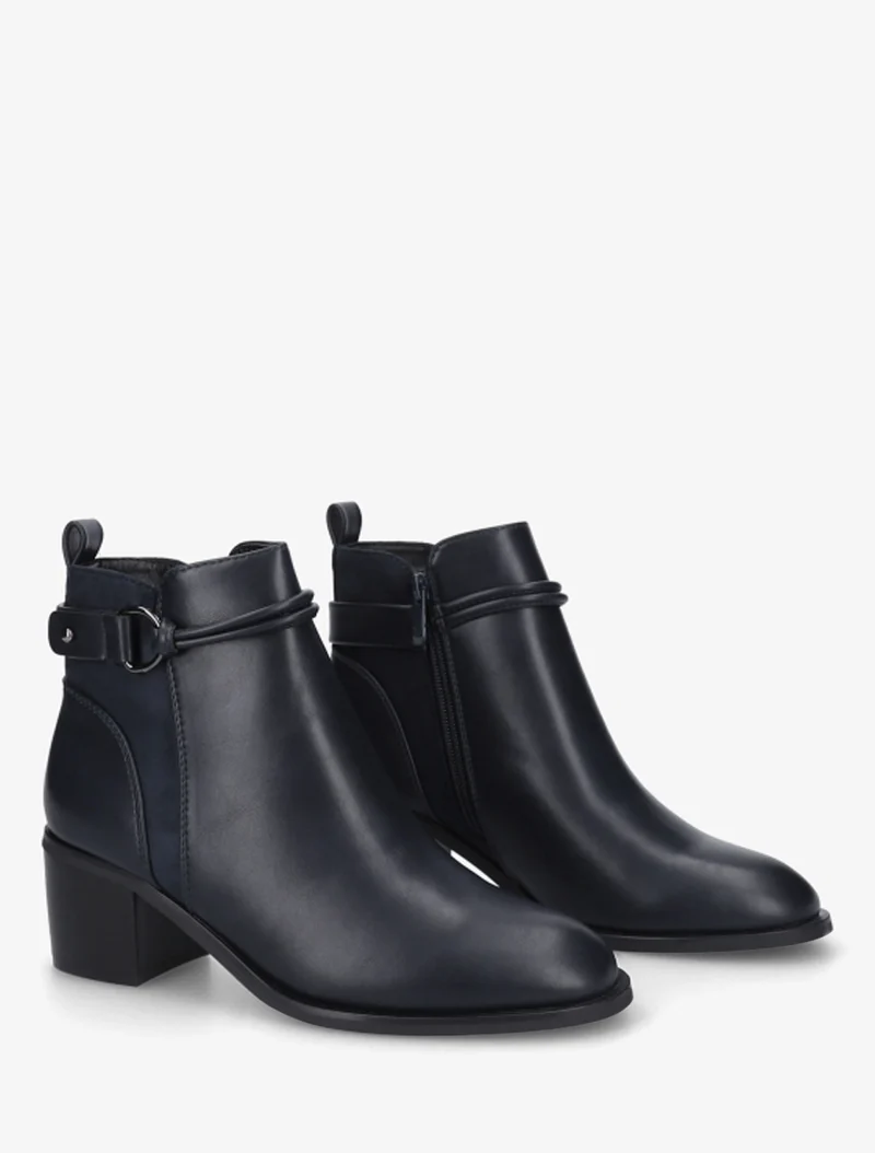 Bottines en simili et suédine - Marine