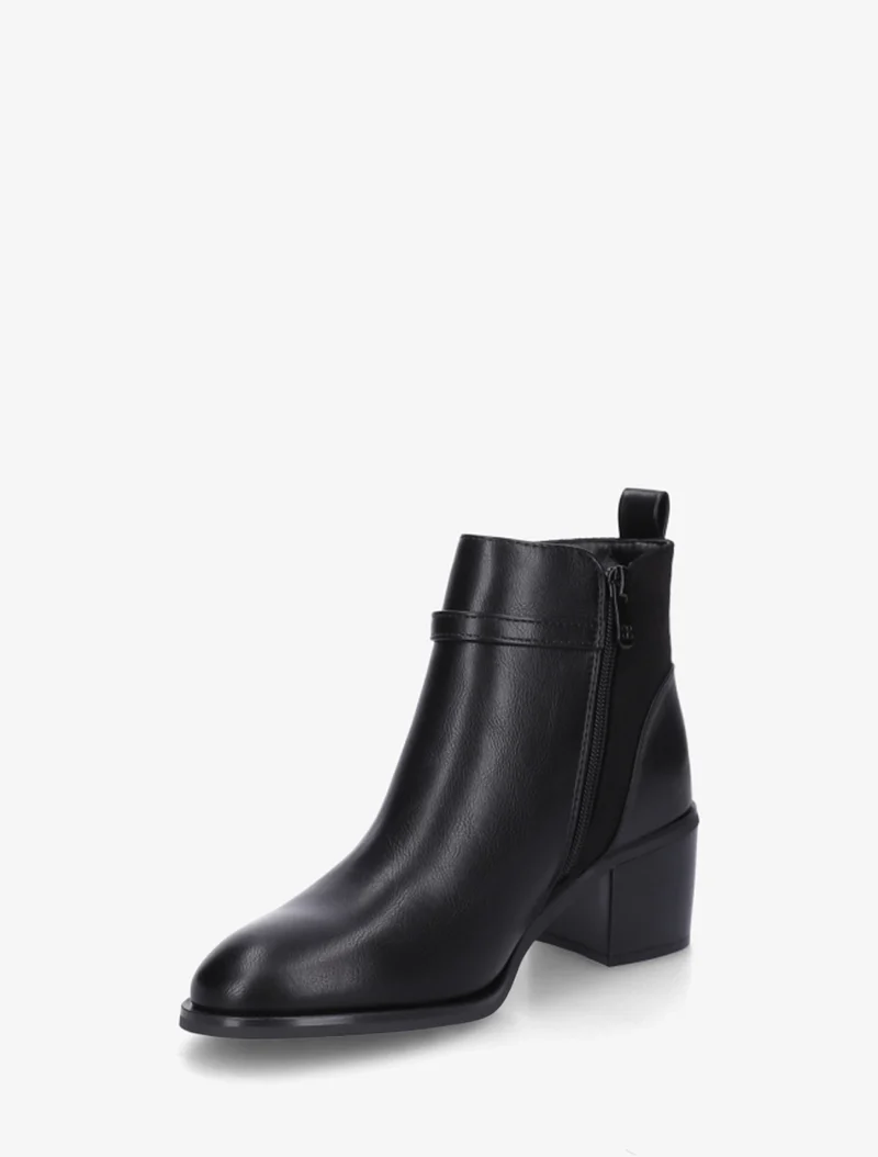 Bottines bimatière à boucle strassée - Noir