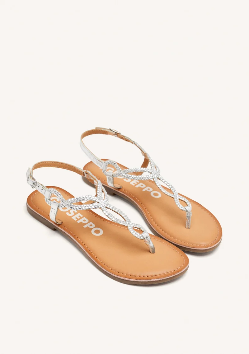 Merignas women's sandals with white braided straps
