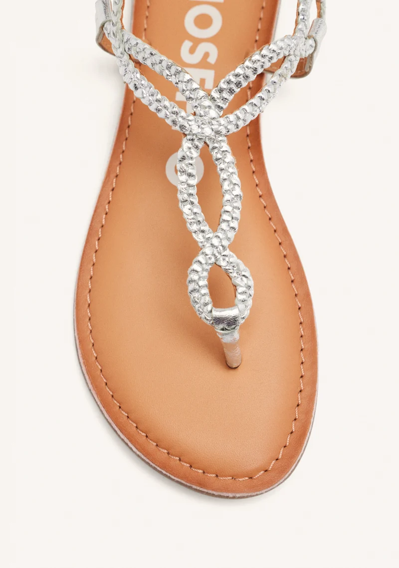 Merignas women's sandals with white braided straps