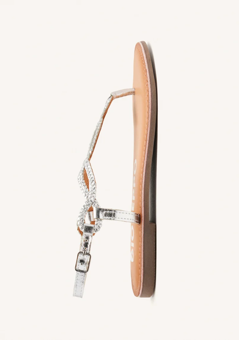 Merignas women's sandals with white braided straps