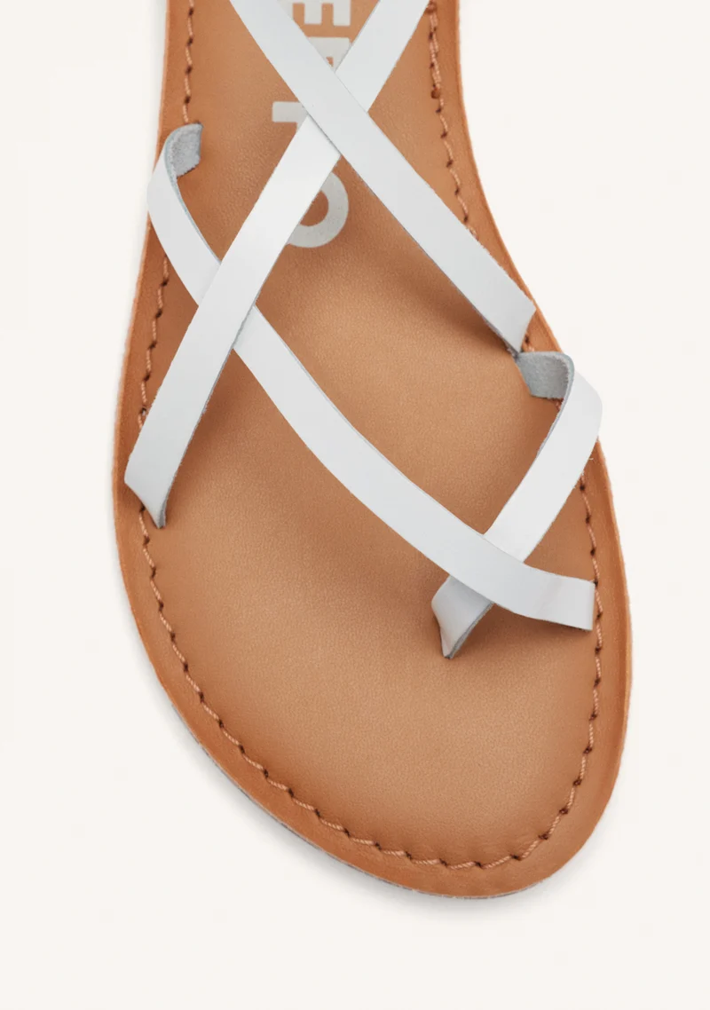 Lussat sandals with thin tan straps to tie around the leg