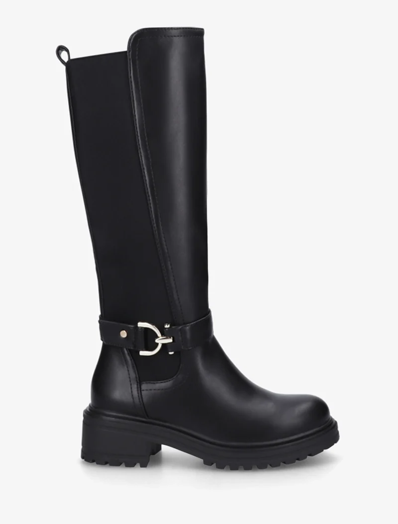 Bottes classiques élastiquées en simili - Noir