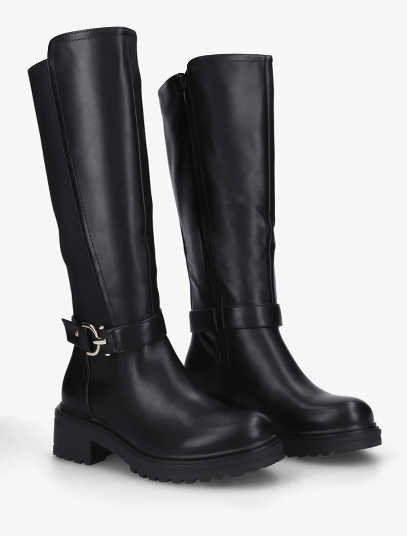 Bottes classiques élastiquées en simili - Noir