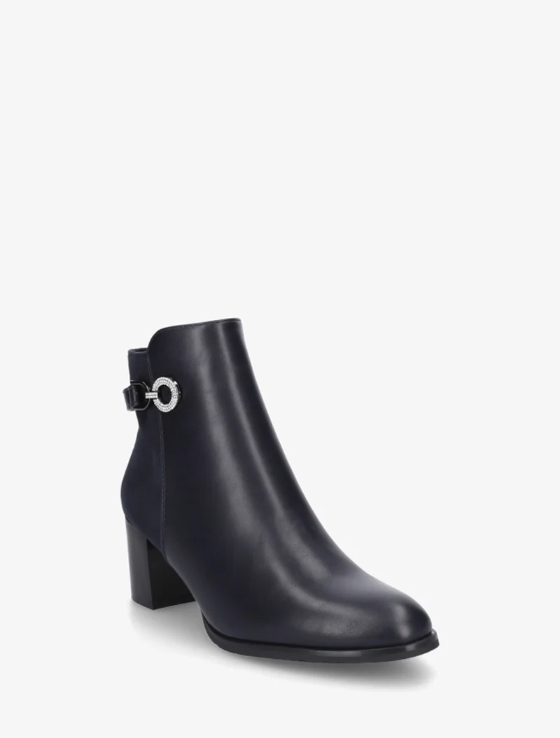 Bottines bimatière à boucle strassée - Marine