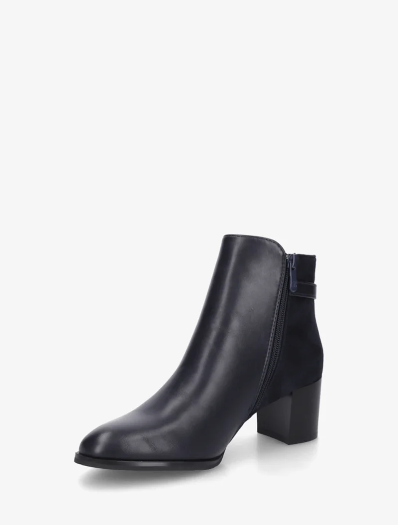 Bottines bimatière à boucle strassée - Marine