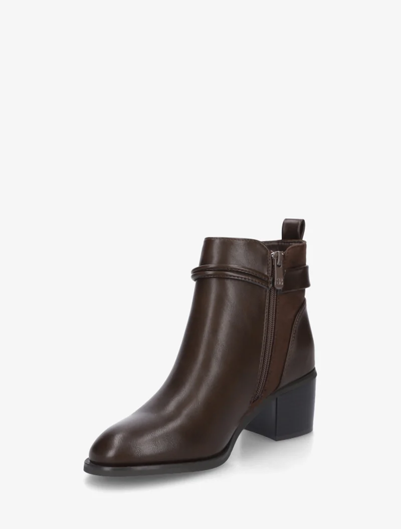 Bottines en simili et suédine - Marron