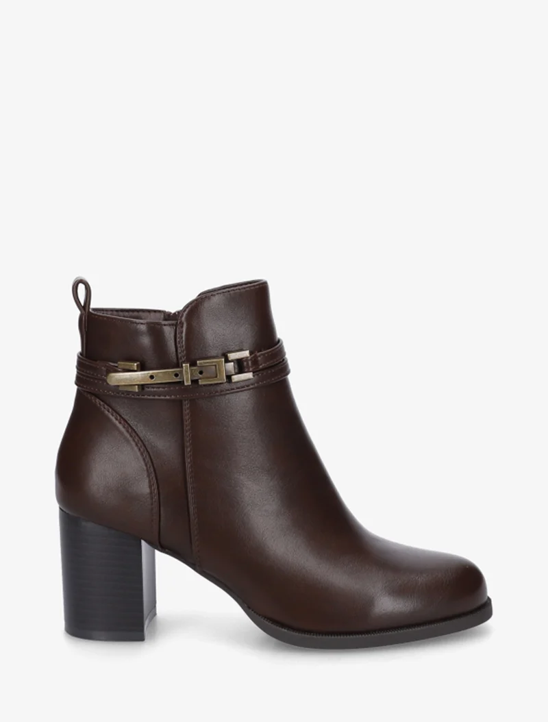 Bottines classiques en simili - Marron