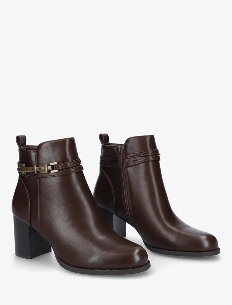 Bottines classiques en simili - Marron
