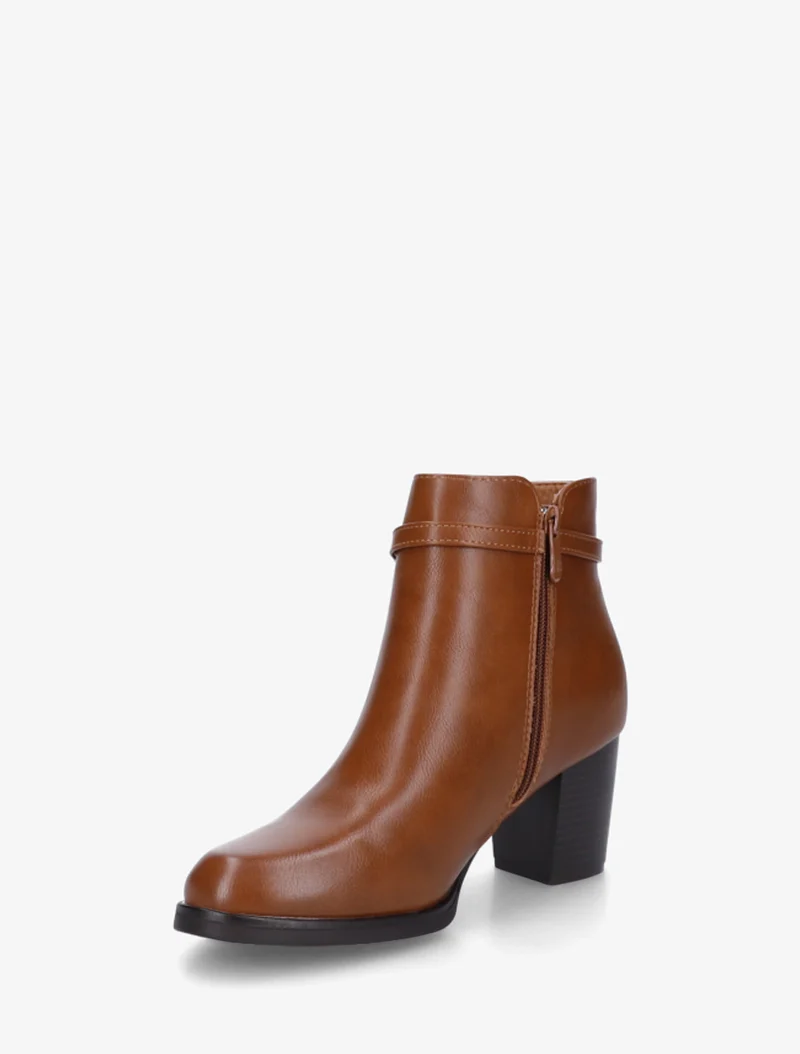 Bottines en simili à sangle décorative - Camel
