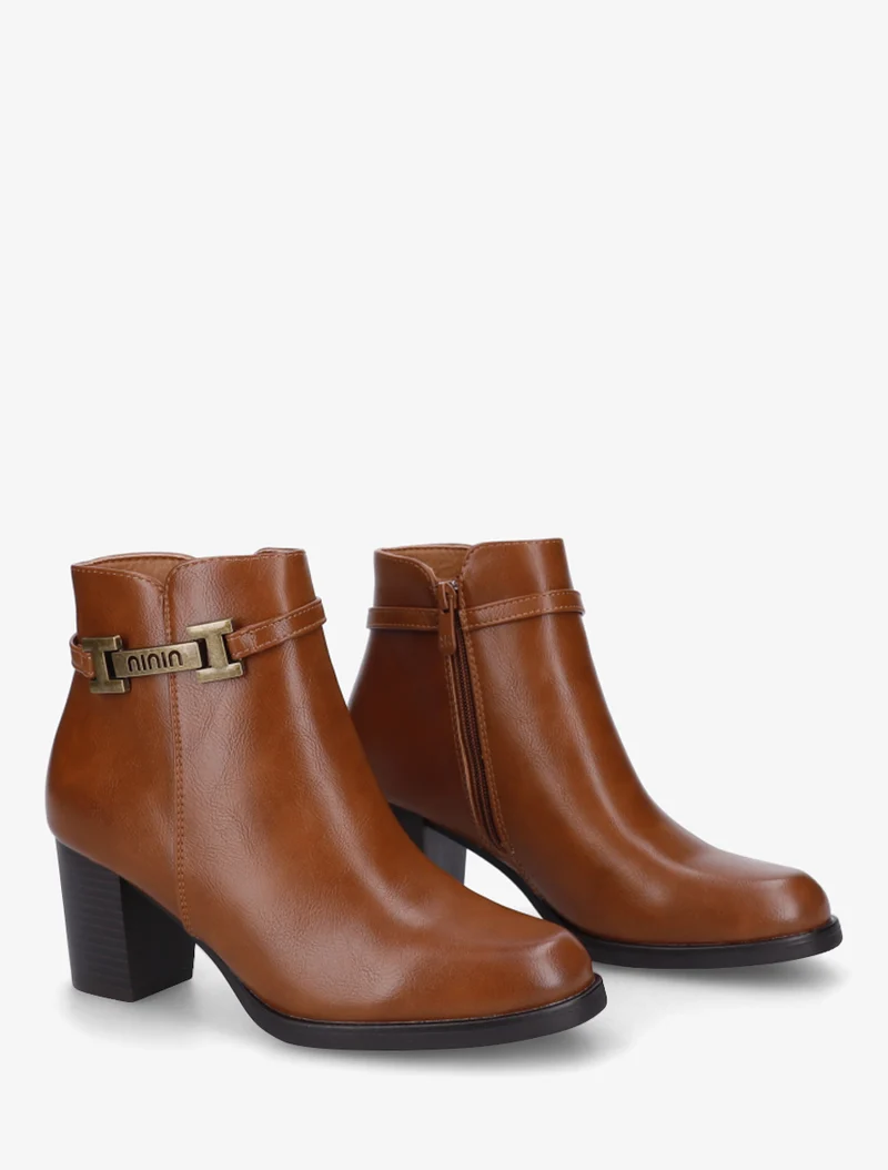 Bottines en simili à sangle décorative - Camel