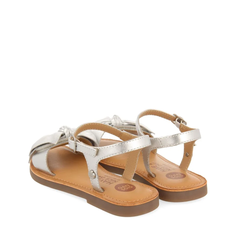 SILVER LEATHER SANDALS WITH BOW FOR GIRL AND BOY VARZIM