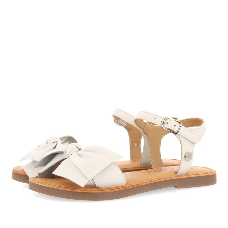 WHITE LEATHER SANDALS WITH BOW FOR GIRL AND BOY VARZIM