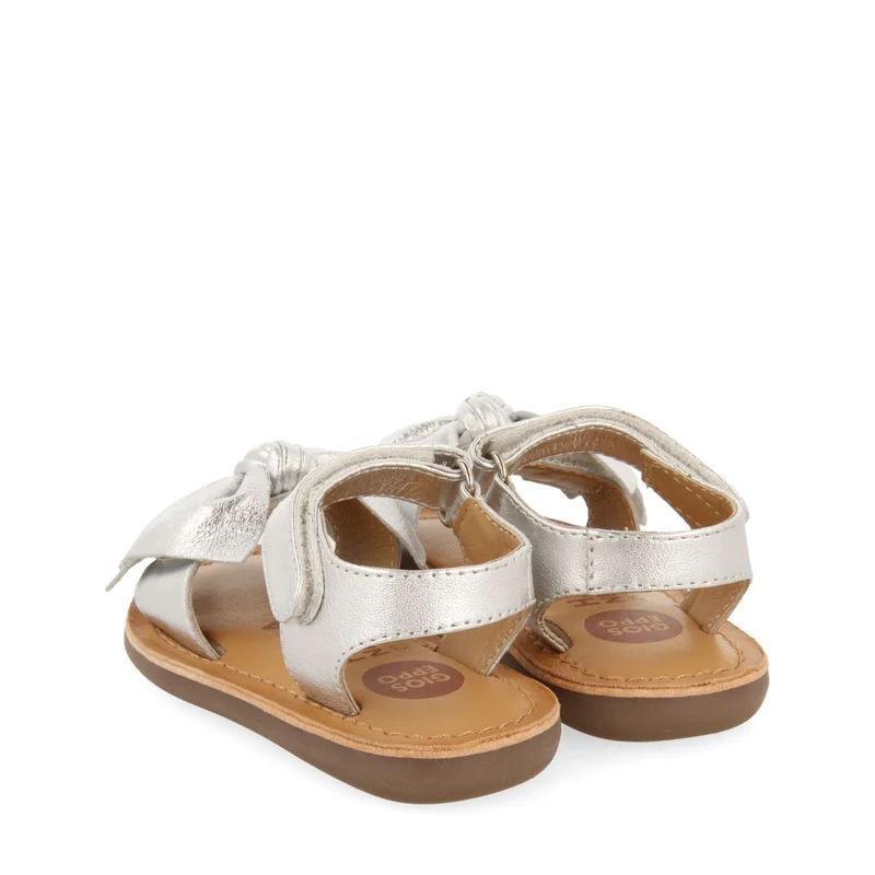 SILVER LEATHER SANDALS WITH BOW FOR BABY ITALA