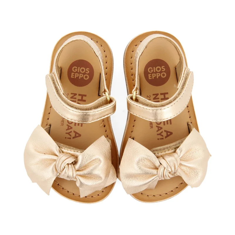 ROSE GOLD LEATHER SANDALS WITH BOW FOR BABY ITALA