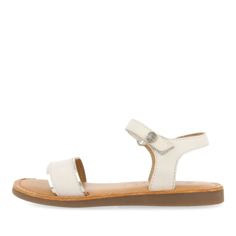WHITE LEATHER SANDALS WITH METALLIC DETAILS FOR GIRL AND BOY KAVAJE