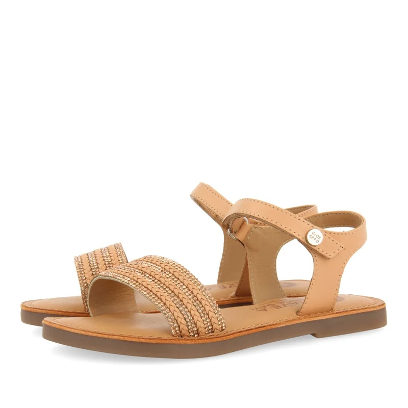 WHITE LEATHER SANDALS WITH EMBELLISHMENT AND ADJUSTABLE CLOSURE FOR GIRL AND BOY STUBICA