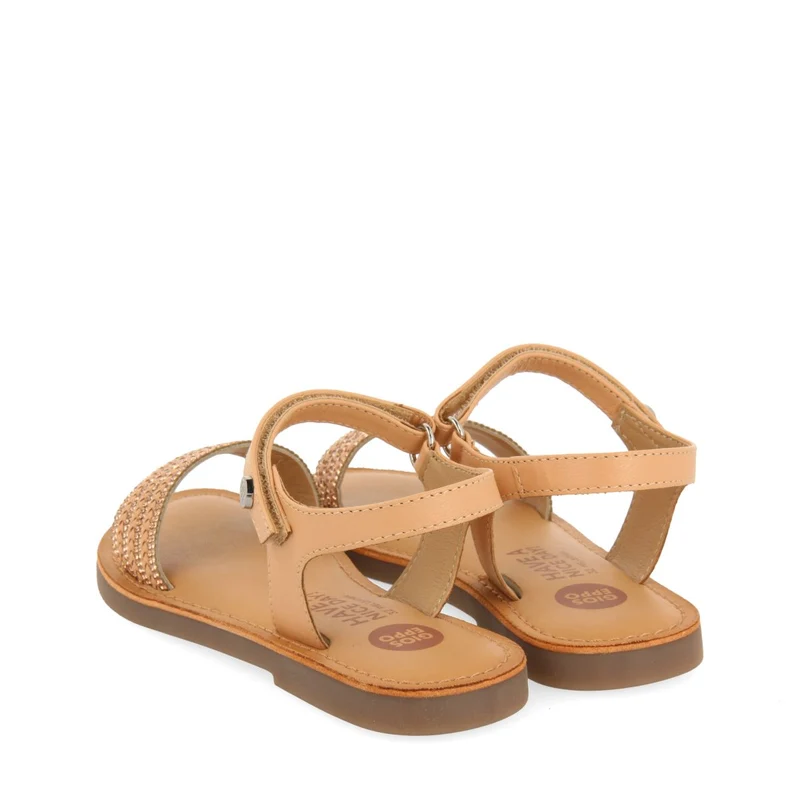 WHITE LEATHER SANDALS WITH EMBELLISHMENT AND ADJUSTABLE CLOSURE FOR GIRL AND BOY STUBICA