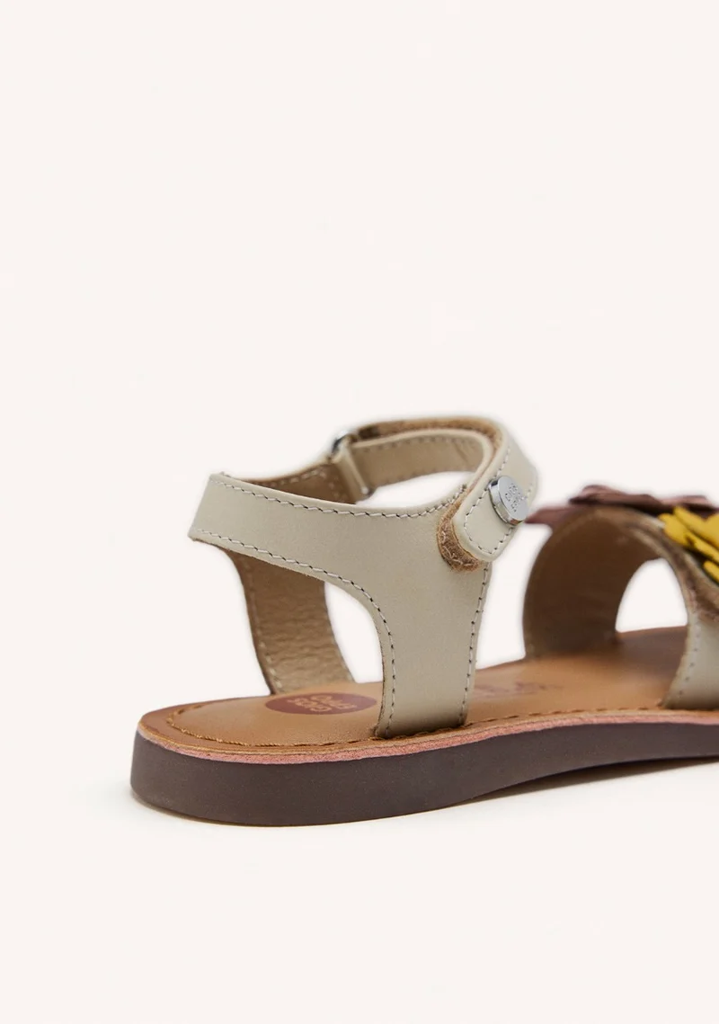 MULTICOLOR LEATHER SANDALS WITH FLOWER EMBELLISHMENT FOR GIRL AND BOY SHEGAN