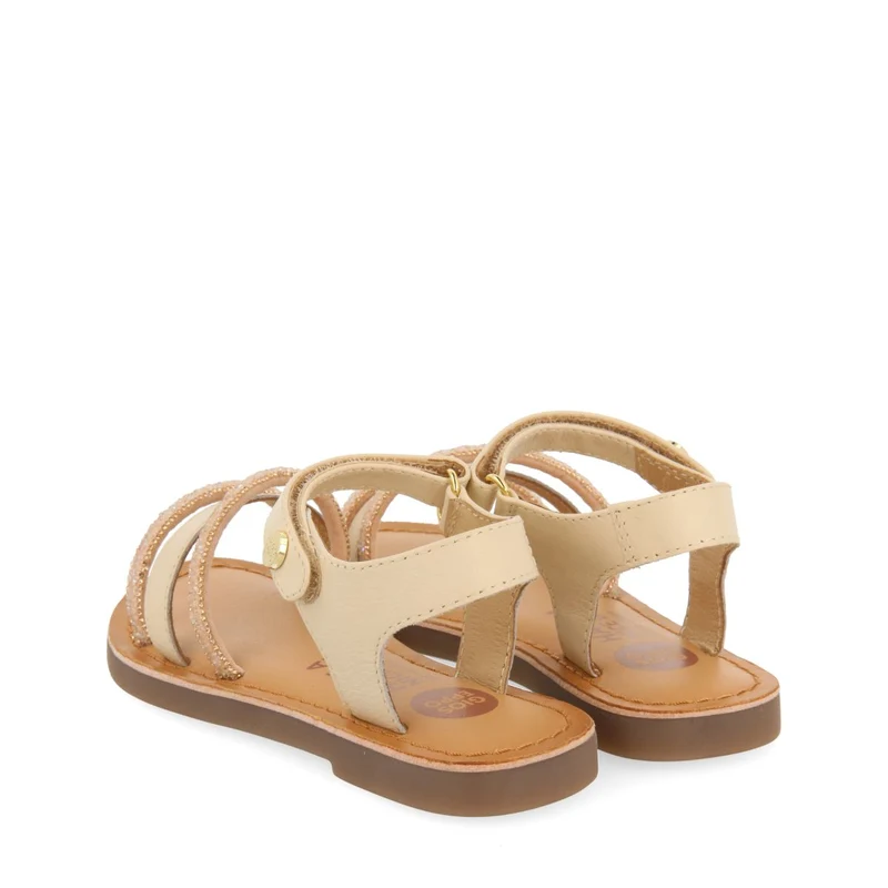 OFF-WHITE LEATHER SANDALS WITH EMBELLISHMENTS FOR GIRLS AND BOYS SANTEE