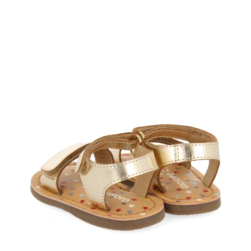 GOLDEN LEATHER SANDALS WITH FANTASY PRINT FOR BABY HIMARE