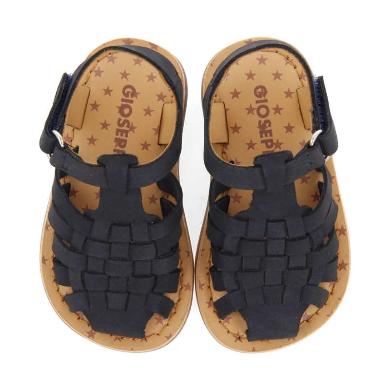 BLUE NAVY LEATHER CRAB STYLE SANDALS FOR BABY HARRAH
