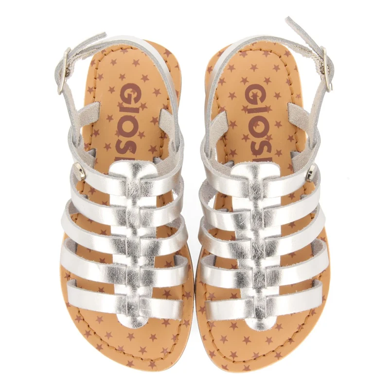 SILVER LEATHER ROMAN STYLE SANDALS FOR GIRL AND BOY LENI