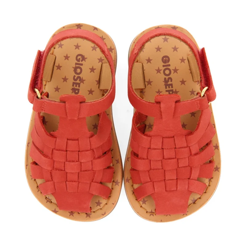 RED LEATHER CRAB STYLE SANDALS FOR BABY HARRAH