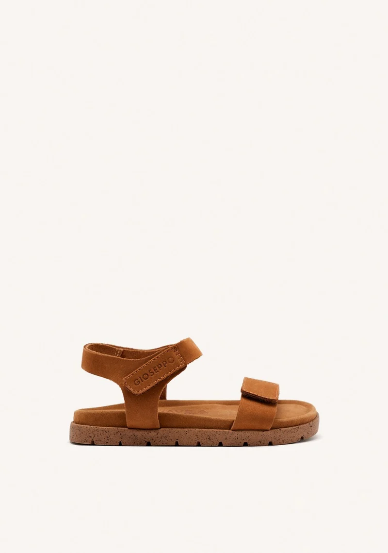LEATHER COLOR SANDALS WITH ADJUSTABLE CLOSURES AND BIO-TYPE SOLE FOR BOYS AND GIRLS BUDE