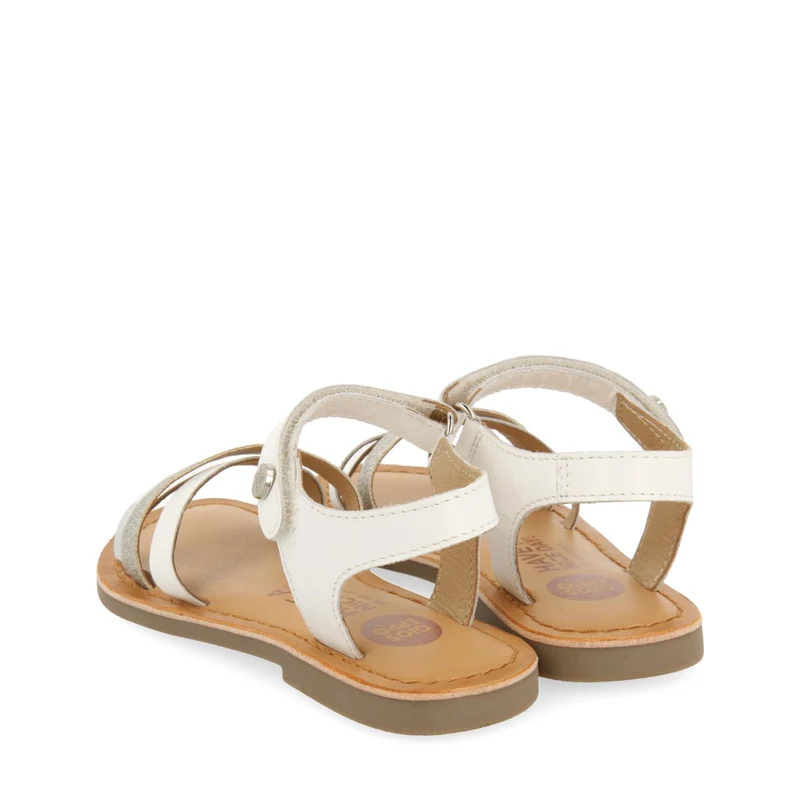 WHITE LEATHER SANDALS WITH GLITTER AND METALLIC DETAILS FOR GIRL AND BOY LAWTEY