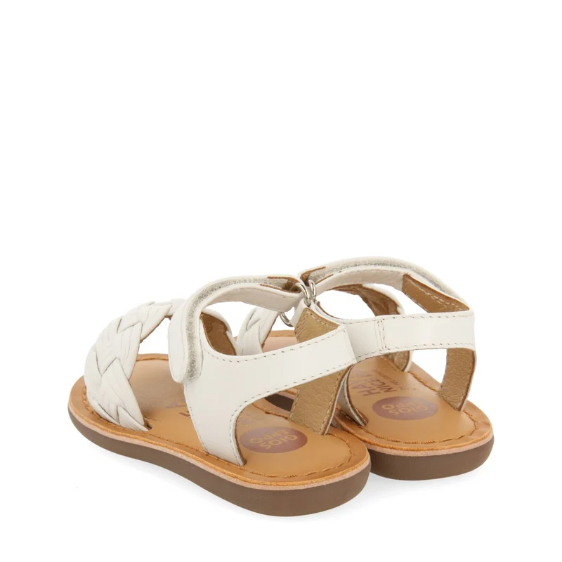 OFF-WHITE LEATHER SANDALS WITH BRAIDING AND ADJUSTABLE CLOSURE FOR BABY FLUSHE