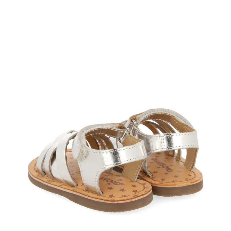 SILVER LEATHER ROMAN STYLE SANDALS FOR BABY FLEURY