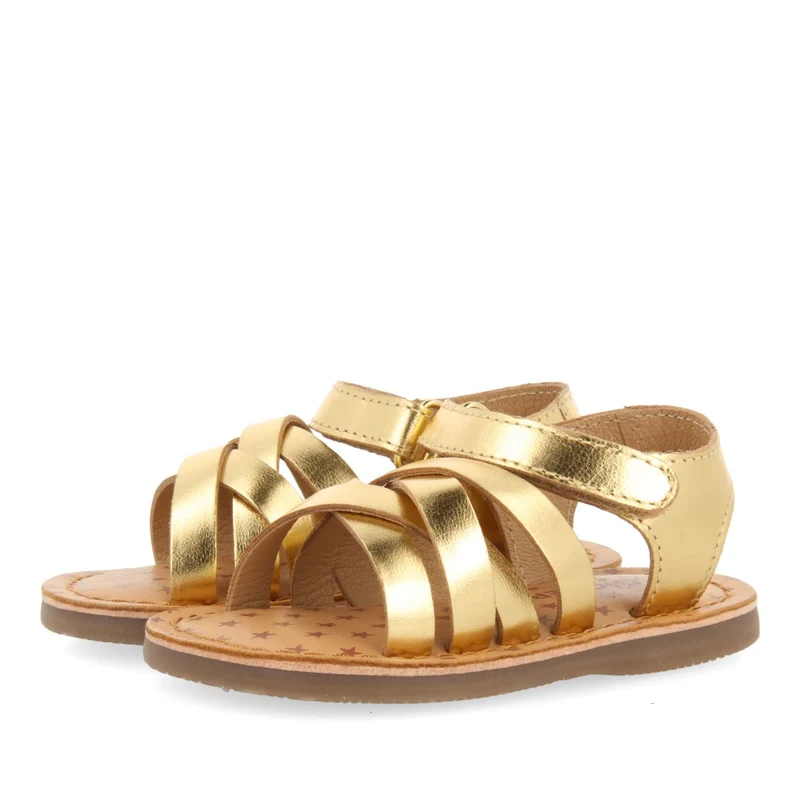 GOLDEN LEATHER ROMAN STYLE SANDALS FOR BABY FLEURY