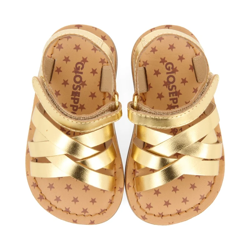 GOLDEN LEATHER ROMAN STYLE SANDALS FOR BABY FLEURY