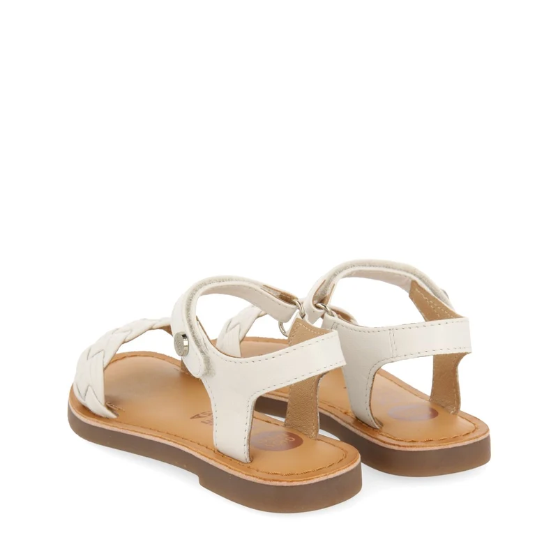 WHITE LEATHER SANDALS WITH BRAIDING AND ADJUSTABLE CLOSURE FOR GIRL AND BOY MANASTIR