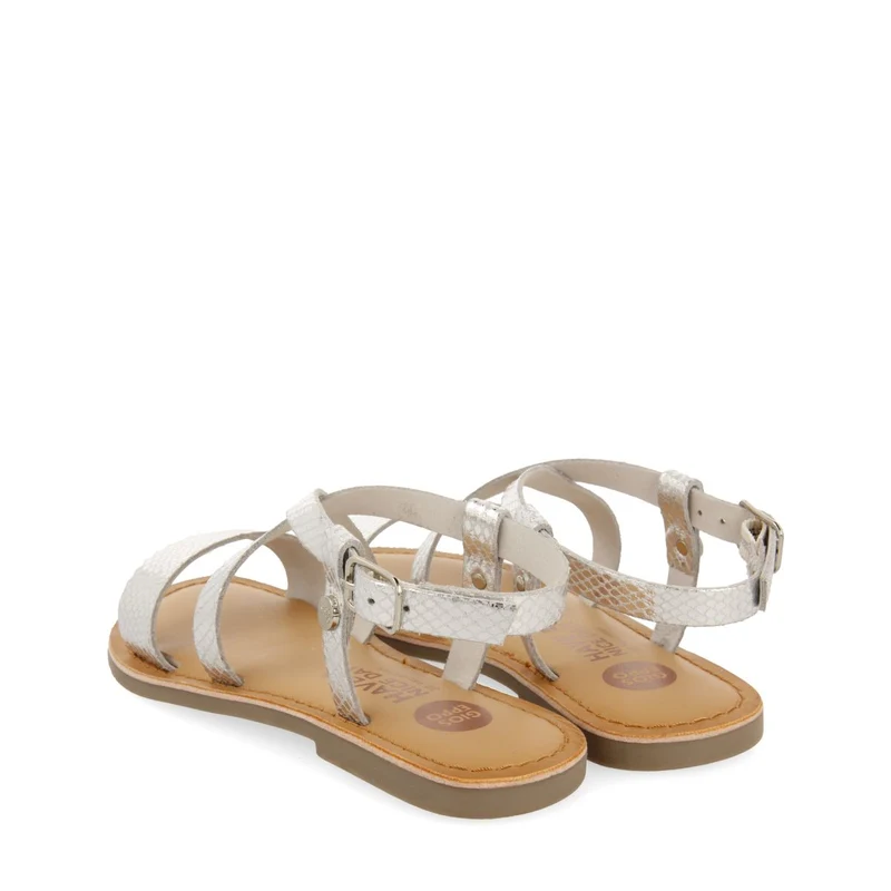SILVER LEATHER SANDALS WITH STRAPS FOR GIRL AND BOY KOMSI