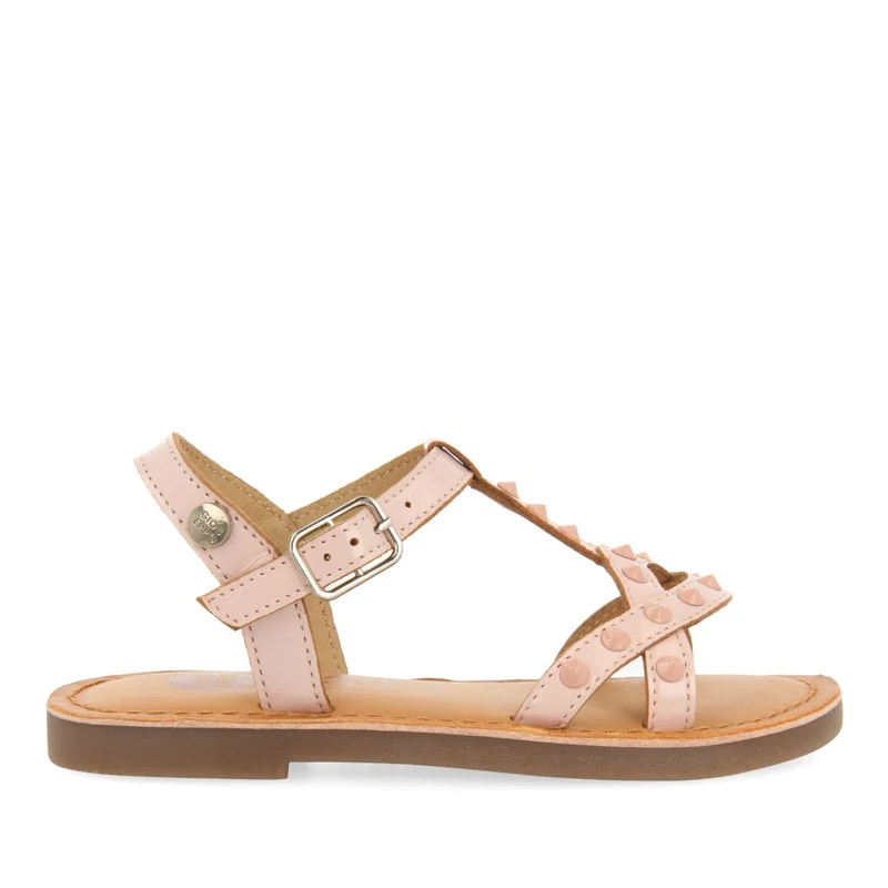 PINK LEATHER SANDALS WITH STUDS FOR GIRL AND BOY MAWES
