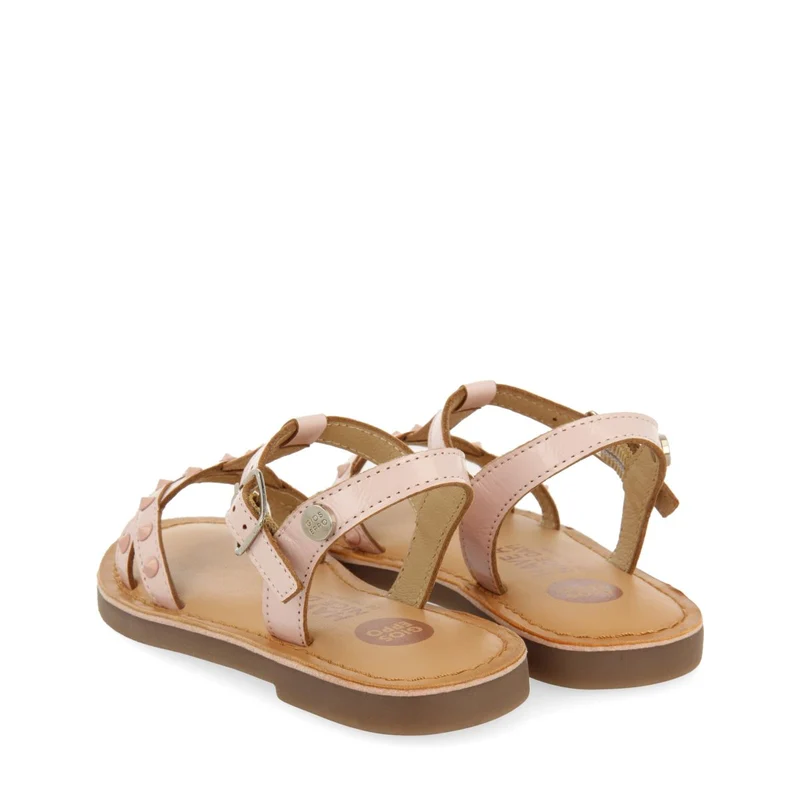 PINK LEATHER SANDALS WITH STUDS FOR GIRL AND BOY MAWES