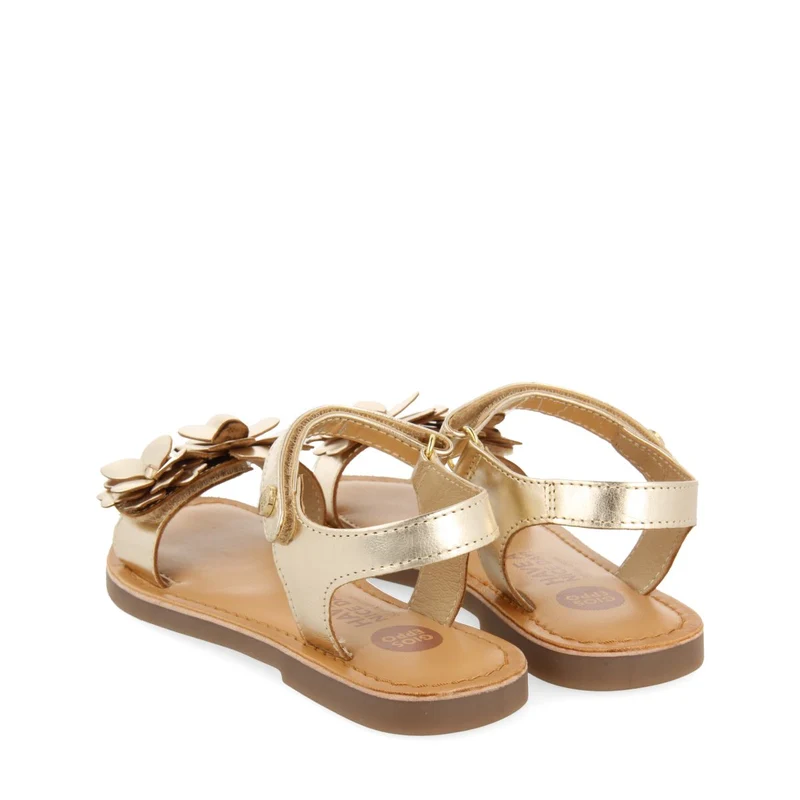 GOLDEN LEATHER SANDALS WITH FLOWER EMBELLISHMENT FOR GIRL AND BOY IMOTSKI
