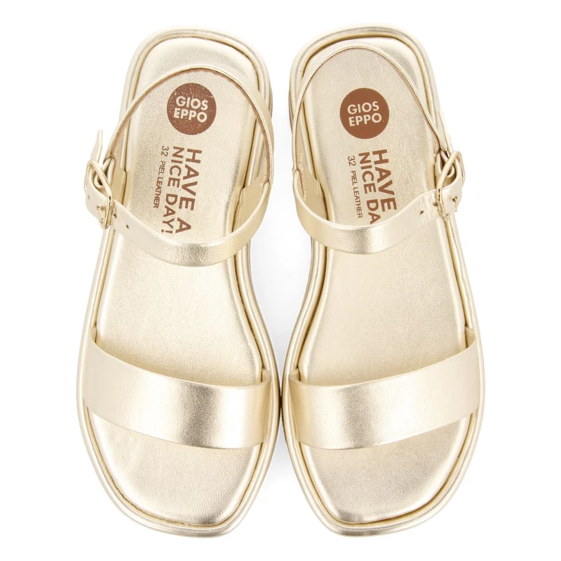 GOLDEN LEATHER AND FLOOR SANDALS WITH VOLUME FOR GIRL AND BOY SHEZE