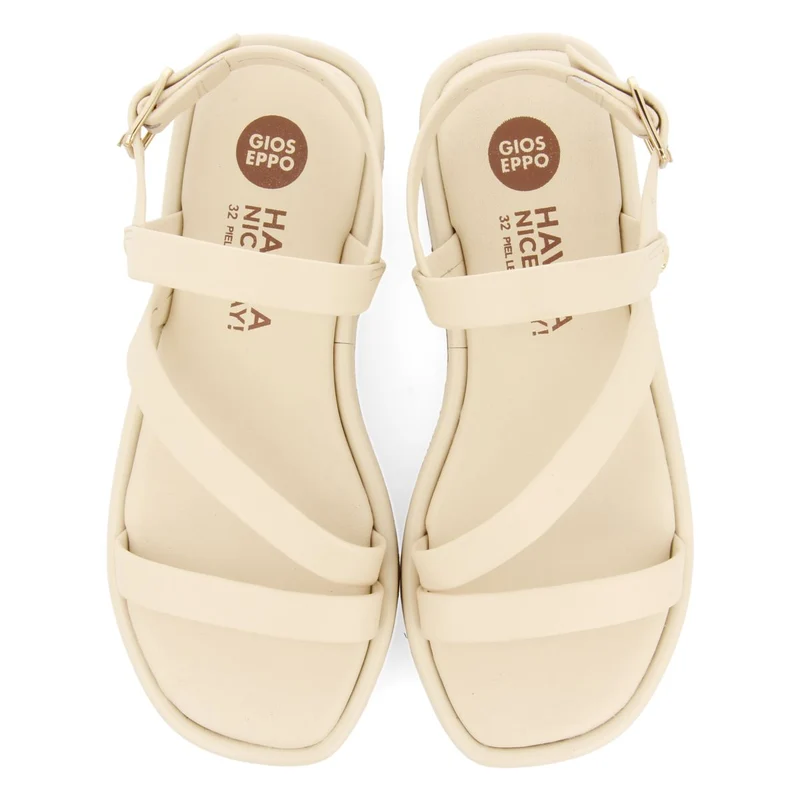 OFF-WHITE LEATHER SANDALS WITH STRAPS AND VOLUME SOLE FOR GIRL AND BOY COULEE