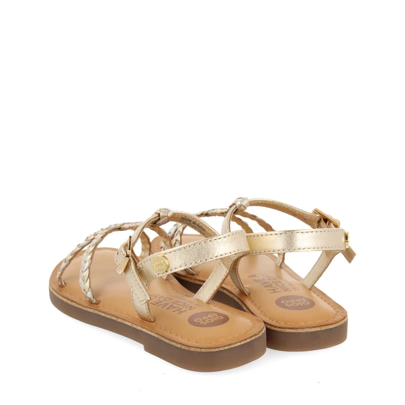 GOLDEN LEATHER SANDALS WITH BRAIDING FOR GIRL AND BOY CINISI