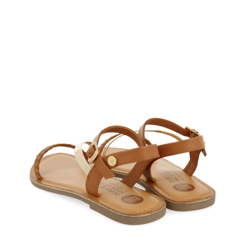 LEATHER SANDALS WITH BRAIDED AND METALLIC DETAILS FOR GIRL AND BOY HELIX