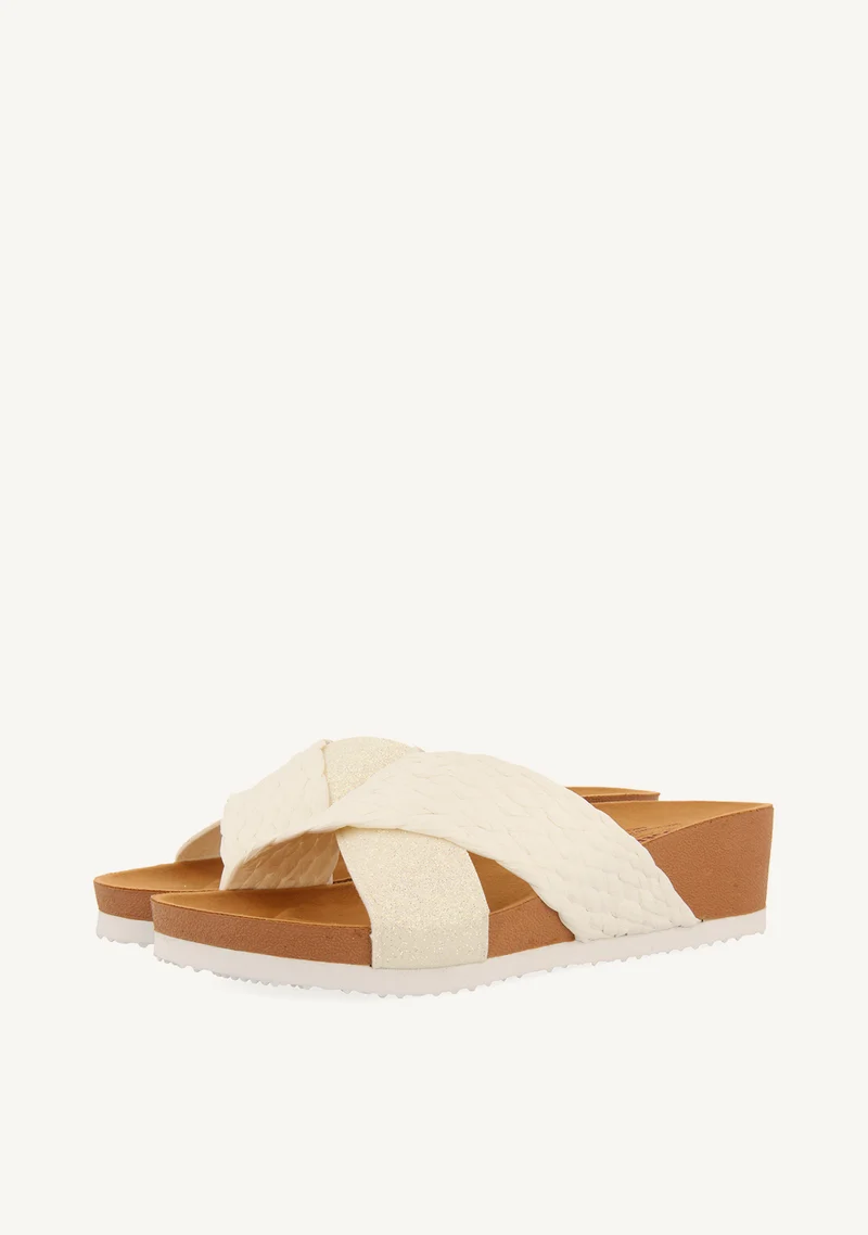 WEDGE SANDALS WITH WHITE STRAPS FOR WOMEN GOULDS