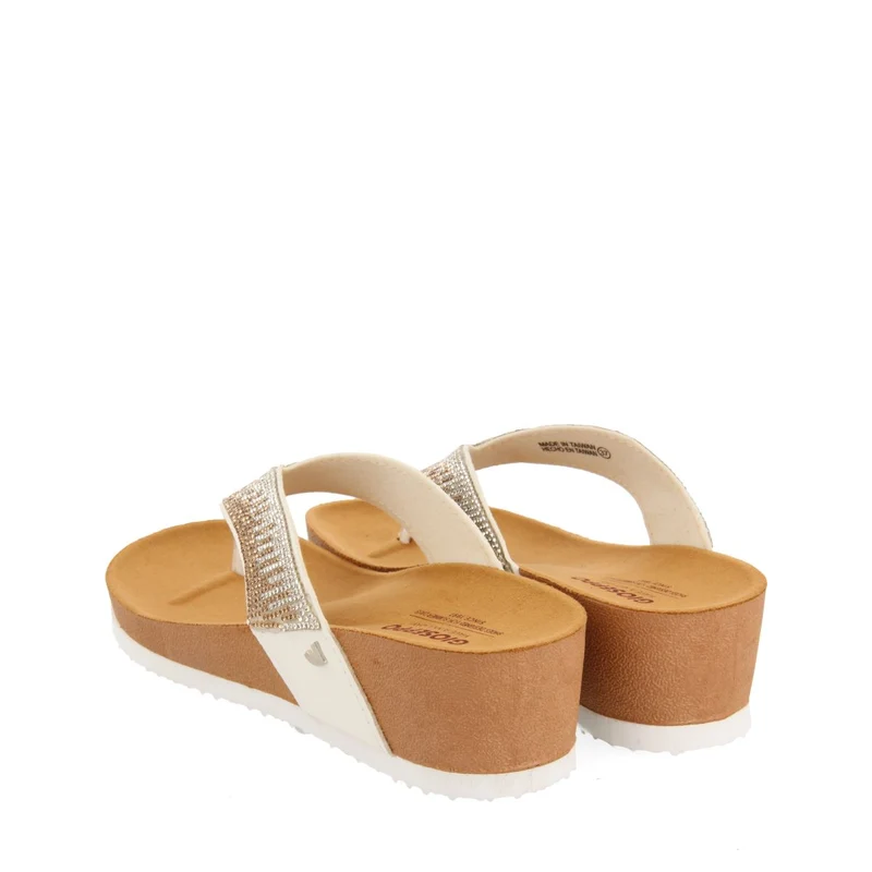 WEDGE SANDALS WITH NUDE COLOR STRAP AND RHINESTONES FOR WOMEN ISNELLO